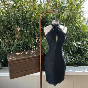 Keepsake Lace Halter Mini Dress XS Black Y2K Going Out Party Bodycon Whimsygoth